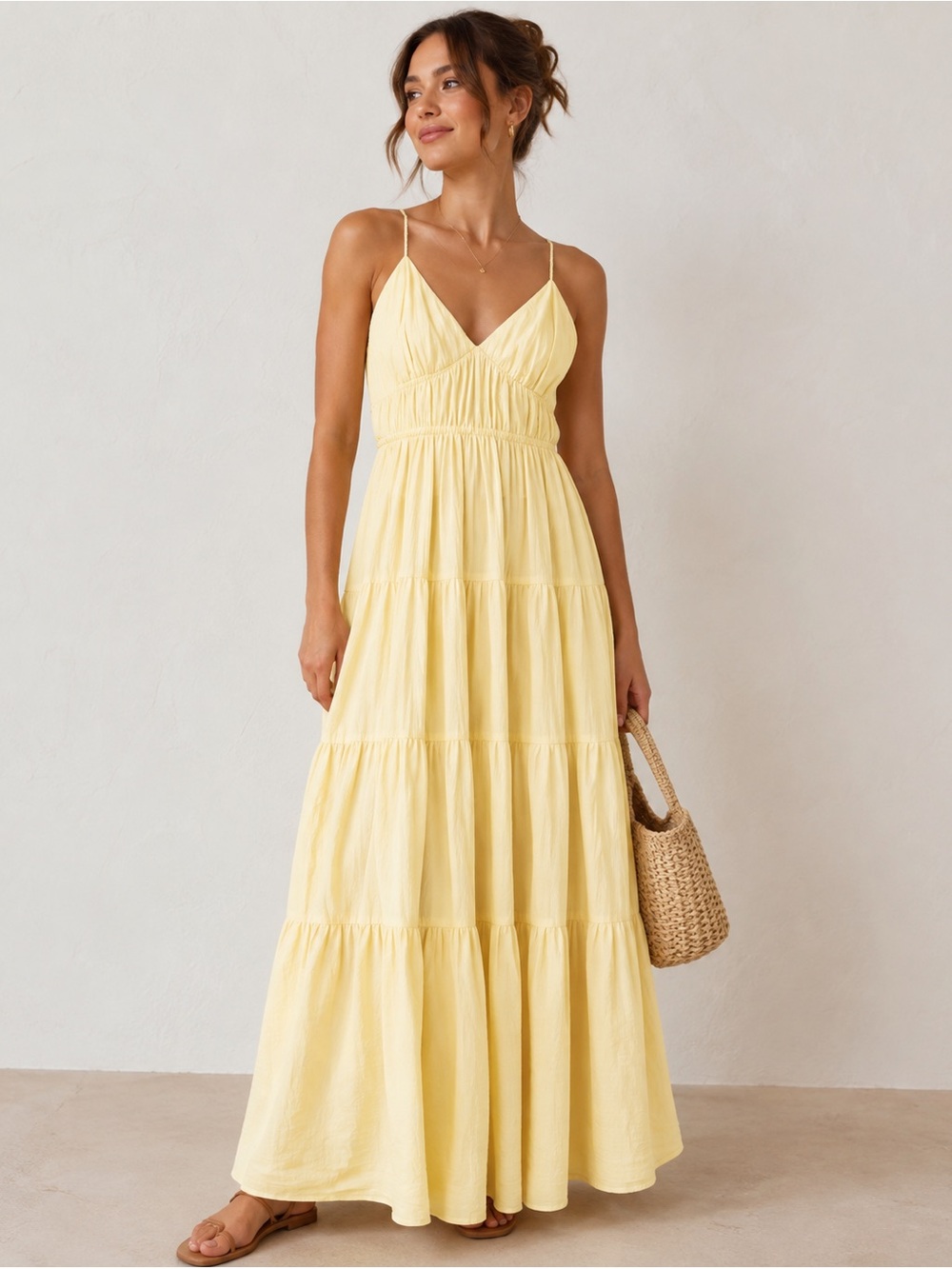 ✨HOST PICK✨ ABERCROMBIE BUTTER YELLOW TIERED MAXI